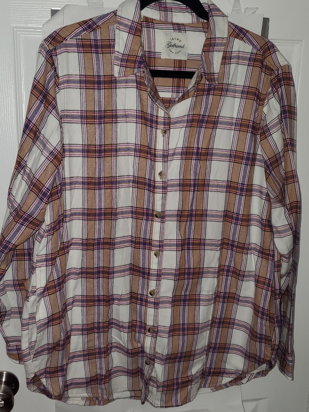 Soft Brown, Cream and Purple Plaid Flannel